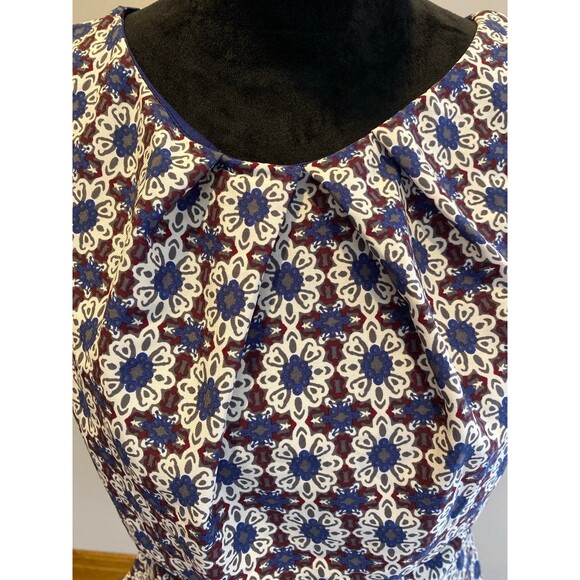 Mystic Dress Plus Size XL Navy Cream Pattern Sleeveless Rounded Neckline Pockets - Picture 3 of 12